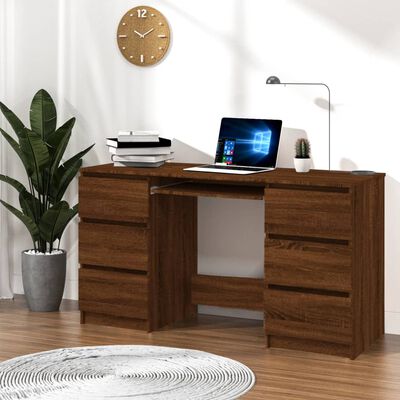 vidaXL Writing Desk Brown Oak 55.1"x19.7"x30.3" Engineered Wood