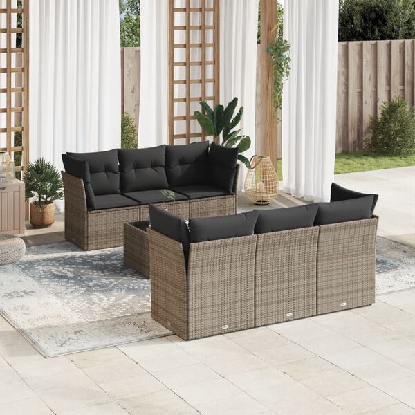 vidaXL Garden Sofa Set Grey PE Rattan Large Modular Garden Sofa Set