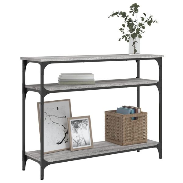 vidaXL Console Table Gray Sonoma Engineered wood, metal Narrow