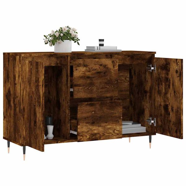 vidaXL Sideboard Smoked Oak Engineered wood, Iron Medium Sideboard