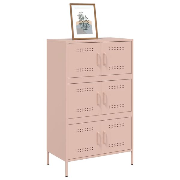 vidaXL Highboard Pink Steel 26.8 x 15.4 x 44.5 in Highboard