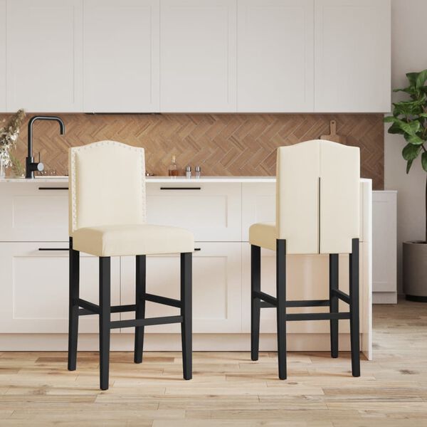vidaXL Bar Chair Cream and black Solid rubber wood, fabric (100% polyester)
