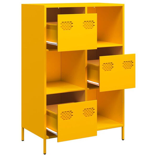 vidaXL Highboard Mustard Yellow Cold-rolled Steel 26.8 x 15.4 x 40.7 in