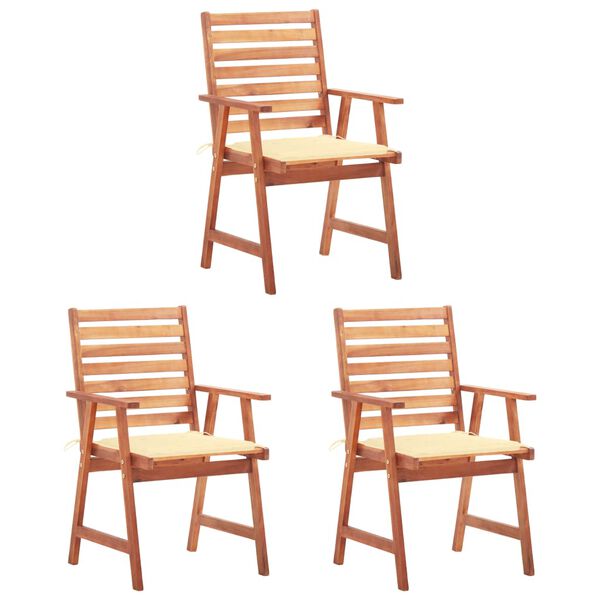 vidaXL Outdoor Chair Set of 3 Natural wood Solid acacia wood Standard