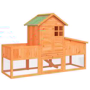 vidaXL Rabbit Hutch Brown Solid pine wood Large Rabbit Hutch