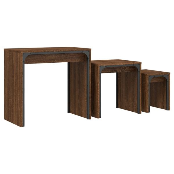 vidaXL Nesting Coffee Table Brown Oak Engineered wood