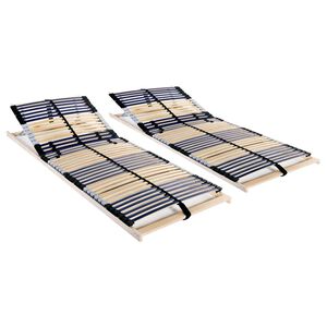 vidaXL Bed Base Natural Wood and Black Solid Beechwood and Birch Slats