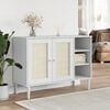 vidaXL Sideboard White Solid pine wood, engineered wood, poly rattan