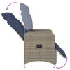vidaXL Reclining Patio Chairs 2 pcs with Cushions Gray Poly Rattan