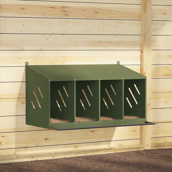vidaXL Chicken Nesting Box Olive green Cold-rolled sheet Medium