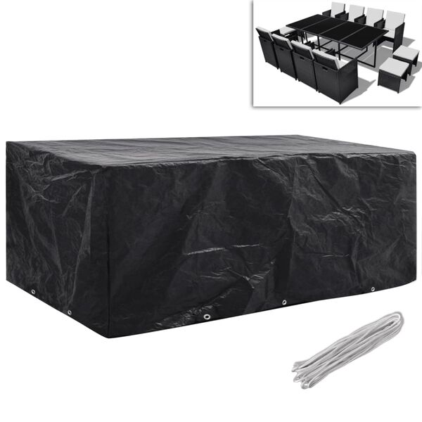 vidaXL Garden Furniture Cover Set of 2 Black Polyethylene Large