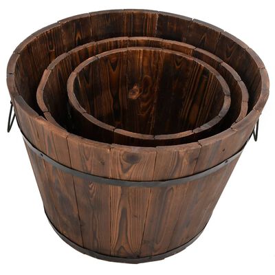 vidaXL 3 Piece Wooden Bucket Planter Set Solid Wood Fir