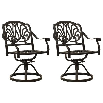 vidaXL Swivel Patio Chairs 2 pcs Cast Aluminum Bronze