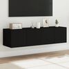 vidaXL TV Wall Cabinet Set of 2 Black Engineered wood Medium