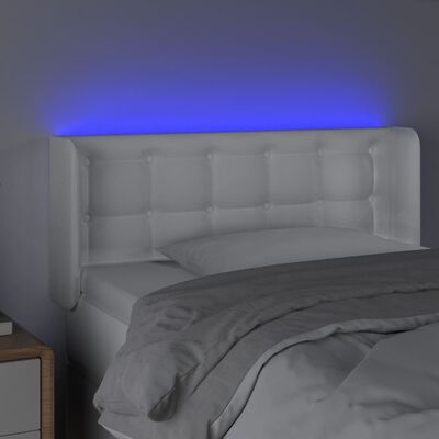 vidaXL LED Headboard White 40.6"x6.3"x30.7"/34.6" Faux Leather