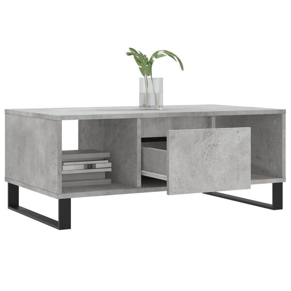 vidaXL Coffee Table Concrete Grey Engineered Wood, Metal Medium
