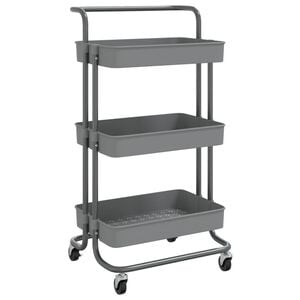 vidaXL 3-Tier Kitchen Trolley Gray 16.5"x13.8"x33.5" Iron and ABS