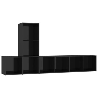 vidaXL 3 Piece TV Cabinet Set High Gloss Black Engineered Wood