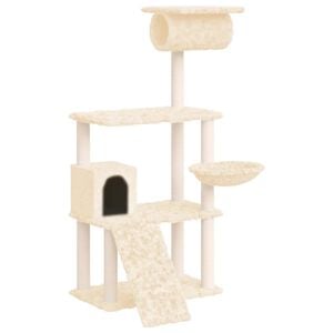 vidaXL Cat Tree Cream Engineered wood, sisal, plush Large Cat Tree