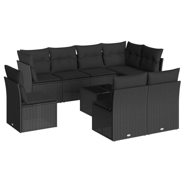 vidaXL Garden Sofa Set Black PE rattan Large Modular Garden Sofa Set