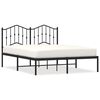 vidaXL Bed Frame Black Powder-Coated Steel Double Bed Frame