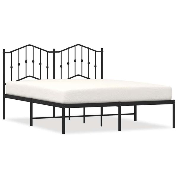 vidaXL Bed Frame Black Powder-Coated Steel Double Bed Frame