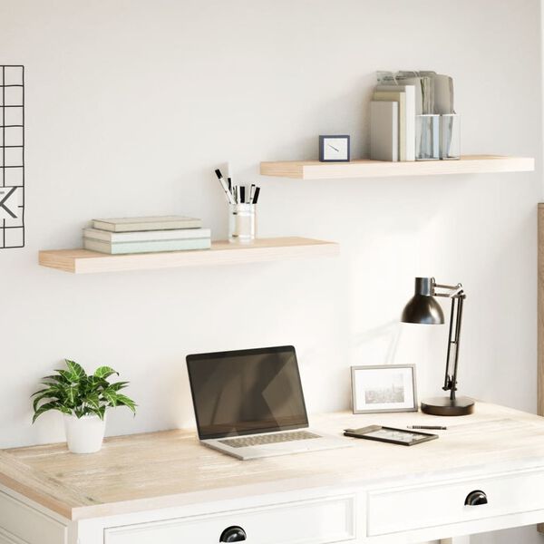vidaXL Floating Shelf Set of 2 Oak Engineered wood with oak veneer, metal