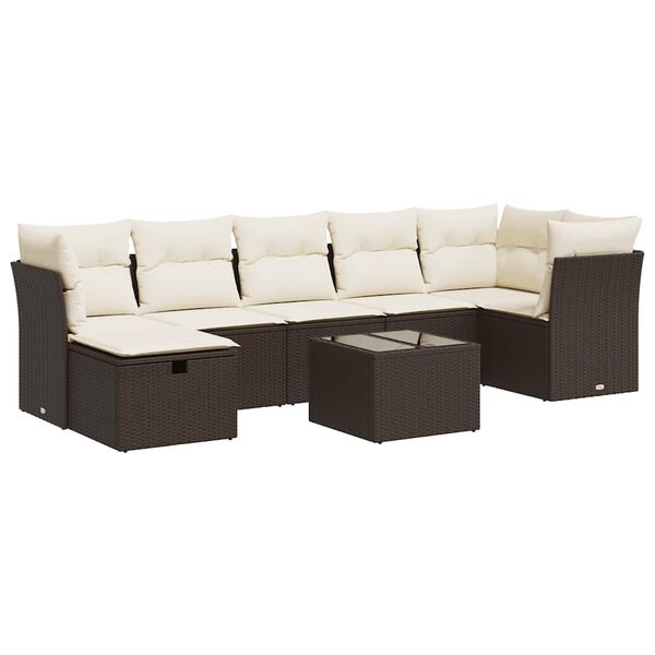 vidaXL Garden Sofa Set Brown and Cream White