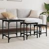 vidaXL Nesting Coffee Table Set of 3 Black Engineered wood Compact