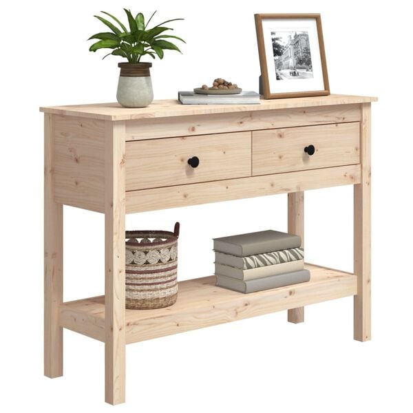 vidaXL Console Table Natural wood Solid Pine Wood 39.4x13.8 in