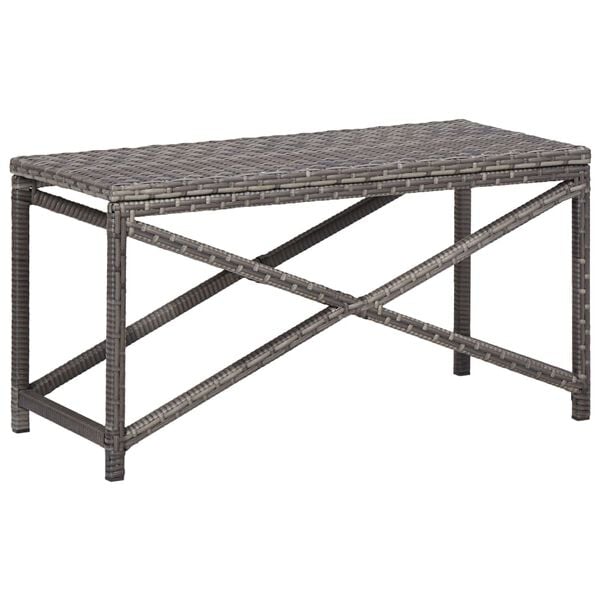 vidaXL Bench Grey PE (polyethylene) rattan, Powder-coated steel 31.5 in