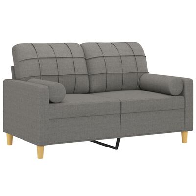 vidaXL 2-Seater Sofa with Pillows&Cushions Dark Gray 47.2" Fabric