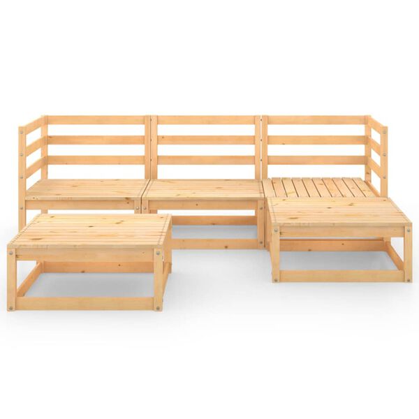 vidaXL Garden Lounge Set Natural Wood Solid pine wood (untreated) Medium