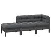 vidaXL 3 Piece Patio Lounge Set with Cushions Gray Solid Pinewood