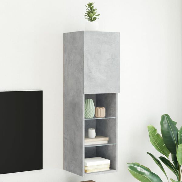 vidaXL TV Cabinet Concrete grey Engineered wood and glass TV Cabinet