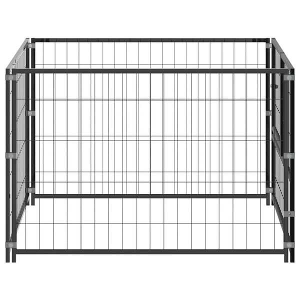 vidaXL Dog Kennel Black Steel 39.4 in x 39.4 in x 27.6 in