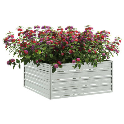 vidaXL Garden Raised Bed 39.4"x39.4"x17.7" Galvanized Steel Silver