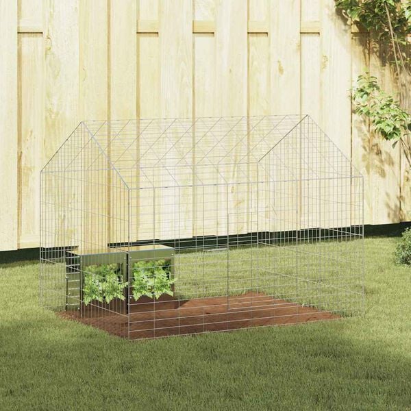 vidaXL Rabbit Cage Silver 400 x 78 x 78 cm Galvanised Steel