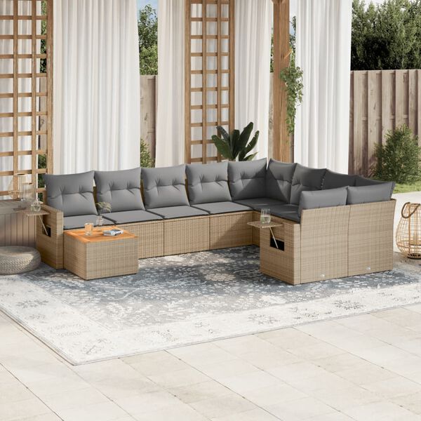 vidaXL Garden Sofa Set Mix Beige, Light Grey