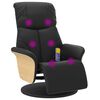 vidaXL Massage Recliner Chair Black Faux Leather Large Swivel