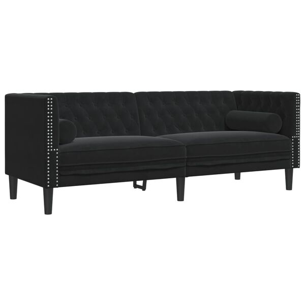 vidaXL Chesterfield Sofa Set Black Velvet, solid wood, plywood