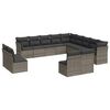 vidaXL Garden Sofa Set Grey PE rattan, powder-coated steel Large