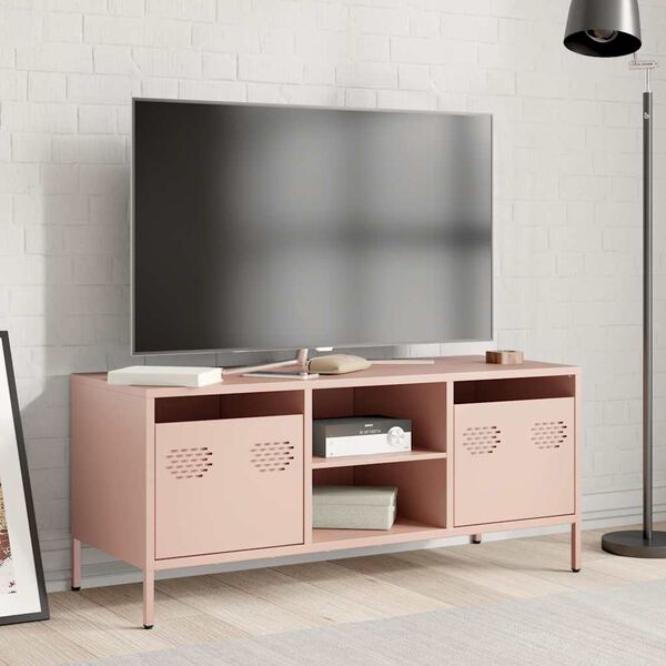 vidaXL TV Cabinet Pink Cold-rolled steel Adjustable Feet TV Cabinet