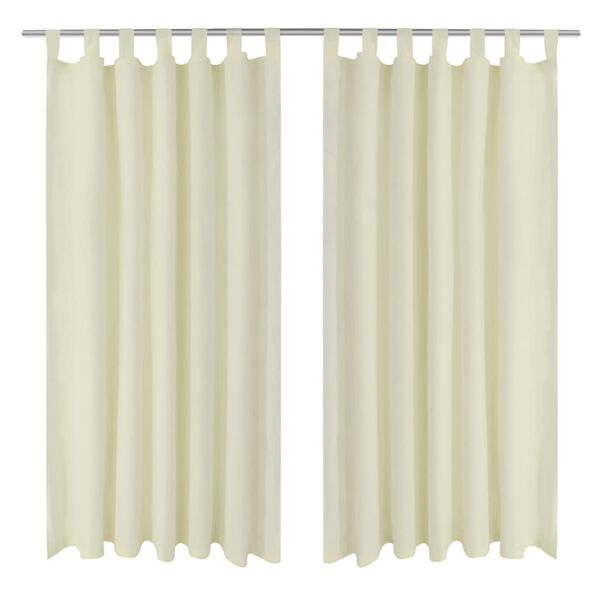 vidaXL 2 pcs Cream Micro-Satin Curtains with Loops 55.1 x 68.9"