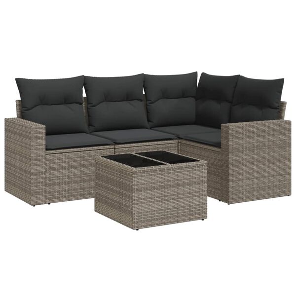 vidaXL Garden Sofa Set Grey PE rattan Large Modular Garden Sofa Set