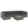 vidaXL Garden Lounge Set Grey PE rattan, powder-coated steel, plastic, glass