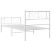 vidaXL Metal Bed Frame White Powder-Coated Steel Twin Bed Frame