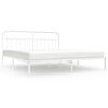 vidaXL Bed Frame White Powder-Coated Steel Full Bed Frame Rectangular