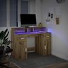 vidaXL Desk with LED Lights Artisian Oak 47.2x21.7x35.8" Engineered Wood