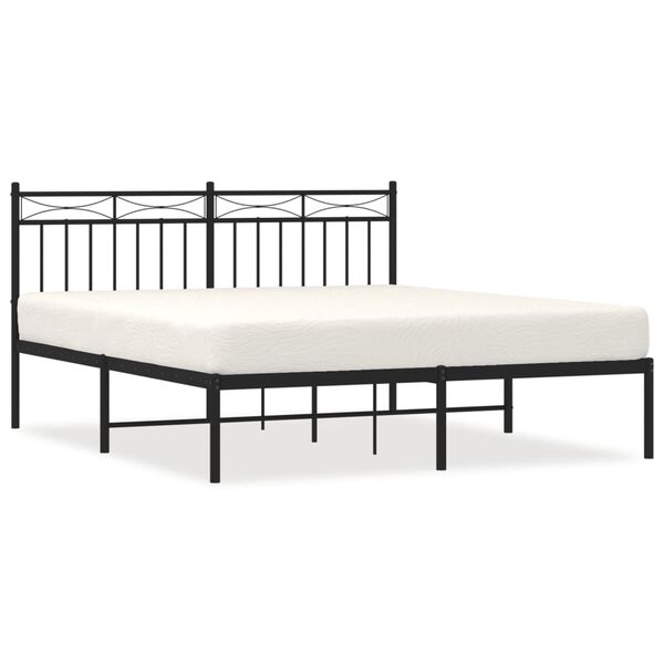 vidaXL Bed Frame Black Powder-Coated Steel Double Bed Bed Frame